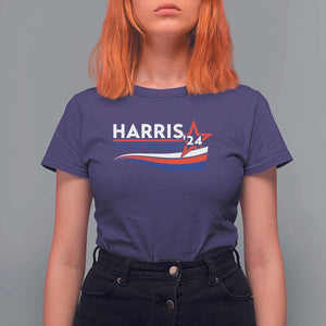 Kamala Supporter T Shirt For Women Harris'24 I'm With Her American Flag Star TS11 Purple Print Your Wear