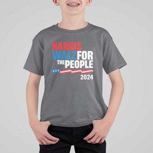 Harris Walz For The People T Shirt For Kid Presidential Election 2024 American Flag TS11 Charcoal Print Your Wear