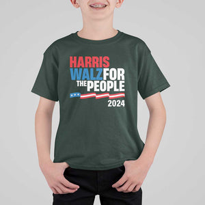 Harris Walz For The People T Shirt For Kid Presidential Election 2024 American Flag TS11 Dark Forest Green Print Your Wear