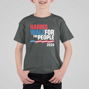 Harris Walz For The People T Shirt For Kid Presidential Election 2024 American Flag TS11 Dark Heather Print Your Wear