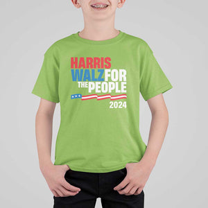 Harris Walz For The People T Shirt For Kid Presidential Election 2024 American Flag TS11 Lime Print Your Wear