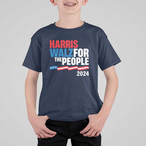 Harris Walz For The People T Shirt For Kid Presidential Election 2024 American Flag TS11 Navy Print Your Wear