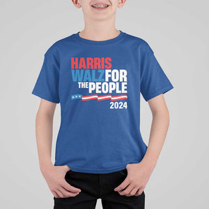 Harris Walz For The People T Shirt For Kid Presidential Election 2024 American Flag TS11 Royal Blue Print Your Wear