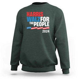 Harris Walz For The People Sweatshirt Presidential Election 2024 American Flag TS11 Dark Forest Green Print Your Wear