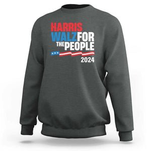 Harris Walz For The People Sweatshirt Presidential Election 2024 American Flag TS11 Dark Heather Print Your Wear