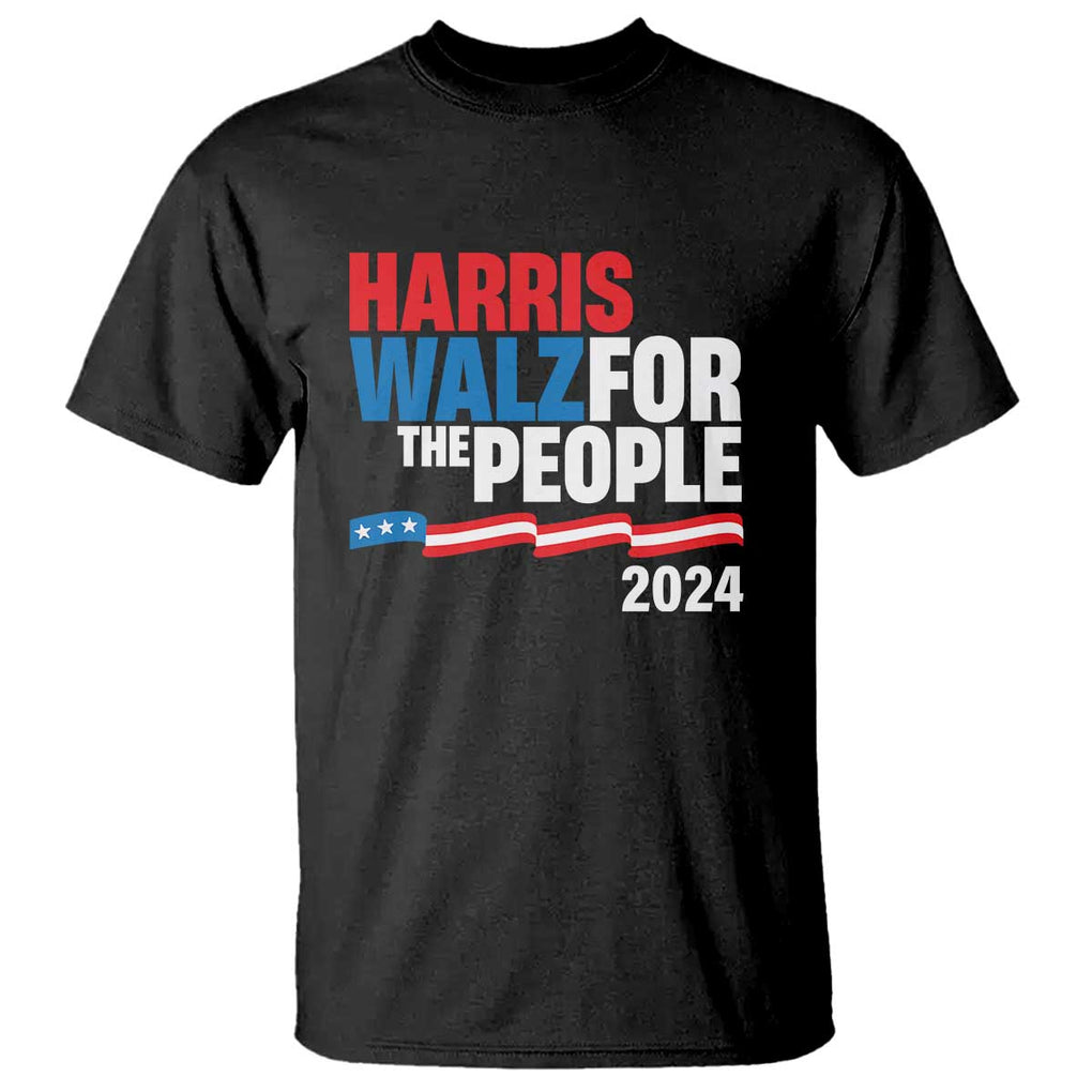 Harris Walz For The People T Shirt Presidential Election 2024 American Flag TS11 Black Print Your Wear