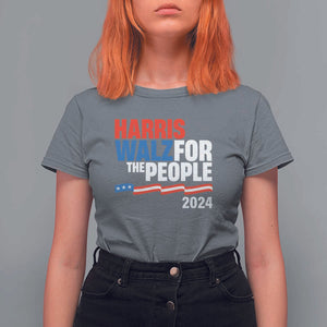 Harris Walz For The People T Shirt For Women Presidential Election 2024 American Flag TS11 Charcoal Print Your Wear