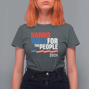 Harris Walz For The People T Shirt For Women Presidential Election 2024 American Flag TS11 Dark Heather Print Your Wear