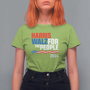 Harris Walz For The People T Shirt For Women Presidential Election 2024 American Flag TS11 Lime Print Your Wear