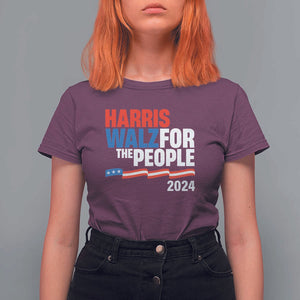 Harris Walz For The People T Shirt For Women Presidential Election 2024 American Flag TS11 Maroon Print Your Wear