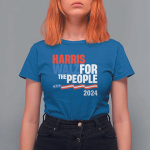 Harris Walz For The People T Shirt For Women Presidential Election 2024 American Flag TS11 Royal Blue Print Your Wear