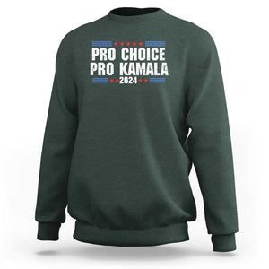 Pro Choice Pro Kamala 2024 Sweatshirt Vintage Feminist Women's Rights Stars TS11 Dark Forest Green Print Your Wear