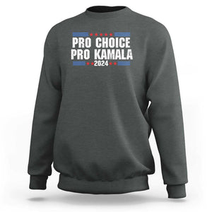 Pro Choice Pro Kamala 2024 Sweatshirt Vintage Feminist Women's Rights Stars TS11 Dark Heather Print Your Wear