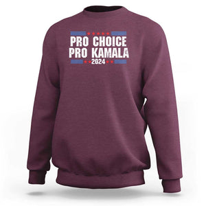 Pro Choice Pro Kamala 2024 Sweatshirt Vintage Feminist Women's Rights Stars TS11 Maroon Print Your Wear