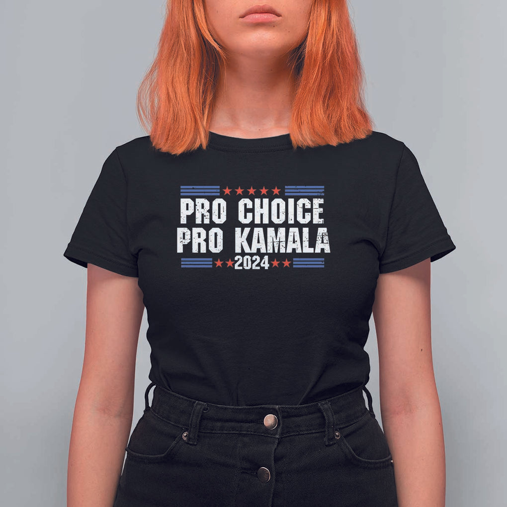 Pro Choice Pro Kamala 2024 T Shirt For Women Vintage Feminist Women's Rights Stars TS11 Black Print Your Wear