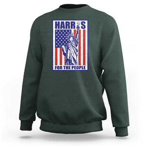 Kamala 2024 Sweatshirt Harris For The People Liberty American Flag TS11 Dark Forest Green Print Your Wear