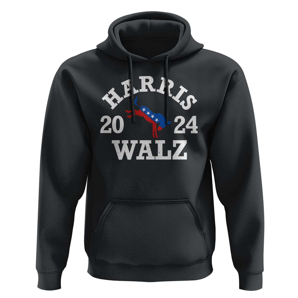 Harris Walz 2024 Hoodie Vintage Patriotic Donkey USA Flag TS11 Black Print Your Wear