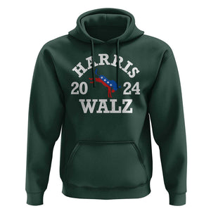 Harris Walz 2024 Hoodie Vintage Patriotic Donkey USA Flag TS11 Dark Forest Green Print Your Wear