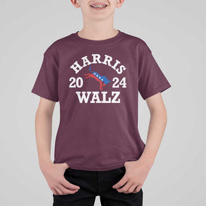 Harris Walz 2024 T Shirt For Kid Vintage Patriotic Donkey USA Flag TS11 Maroon Print Your Wear