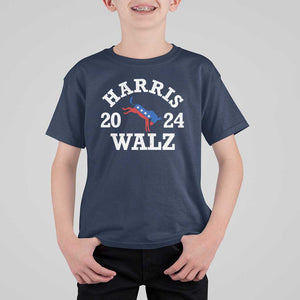 Harris Walz 2024 T Shirt For Kid Vintage Patriotic Donkey USA Flag TS11 Navy Print Your Wear