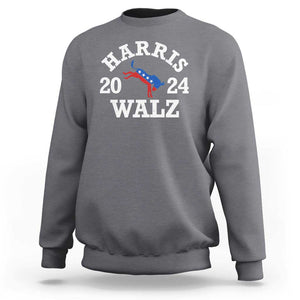 Harris Walz 2024 Sweatshirt Vintage Patriotic Donkey USA Flag TS11 Charcoal Print Your Wear