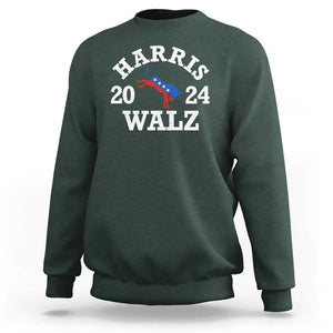 Harris Walz 2024 Sweatshirt Vintage Patriotic Donkey USA Flag TS11 Dark Forest Green Print Your Wear