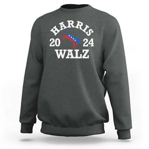 Harris Walz 2024 Sweatshirt Vintage Patriotic Donkey USA Flag TS11 Dark Heather Print Your Wear