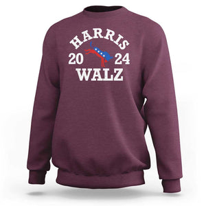 Harris Walz 2024 Sweatshirt Vintage Patriotic Donkey USA Flag TS11 Maroon Print Your Wear