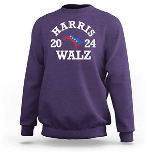 Harris Walz 2024 Sweatshirt Vintage Patriotic Donkey USA Flag TS11 Purple Print Your Wear