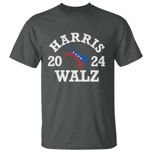 Harris Walz 2024 T Shirt Vintage Patriotic Donkey USA Flag TS11 Dark Heather Print Your Wear