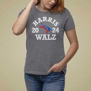 Harris Walz 2024 T Shirt For Women Vintage Patriotic Donkey USA Flag TS11 Charcoal Print Your Wear