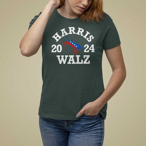 Harris Walz 2024 T Shirt For Women Vintage Patriotic Donkey USA Flag TS11 Dark Forest Green Print Your Wear