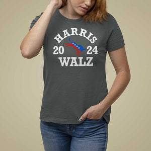 Harris Walz 2024 T Shirt For Women Vintage Patriotic Donkey USA Flag TS11 Dark Heather Print Your Wear