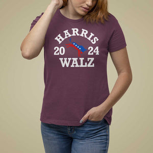 Harris Walz 2024 T Shirt For Women Vintage Patriotic Donkey USA Flag TS11 Maroon Print Your Wear