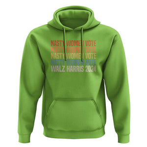 Nasty Women Vote Harris Walz 2024 Hoodie Retro President Election Feminist Voting TS11 Lime Print Your Wear