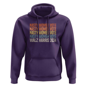 Nasty Women Vote Harris Walz 2024 Hoodie Retro President Election Feminist Voting TS11 Purple Print Your Wear