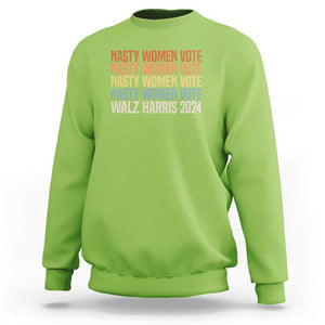 Nasty Women Vote Harris Walz 2024 Sweatshirt Retro President Election Feminist Voting TS11 Lime Print Your Wear