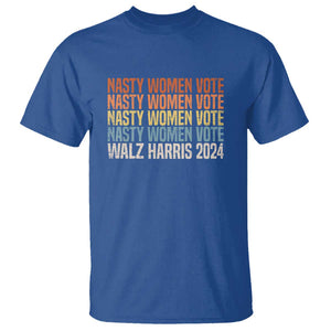 Nasty Women Vote Harris Walz 2024 T Shirt Retro President Election Feminist Voting TS11 Royal Blue Print Your Wear