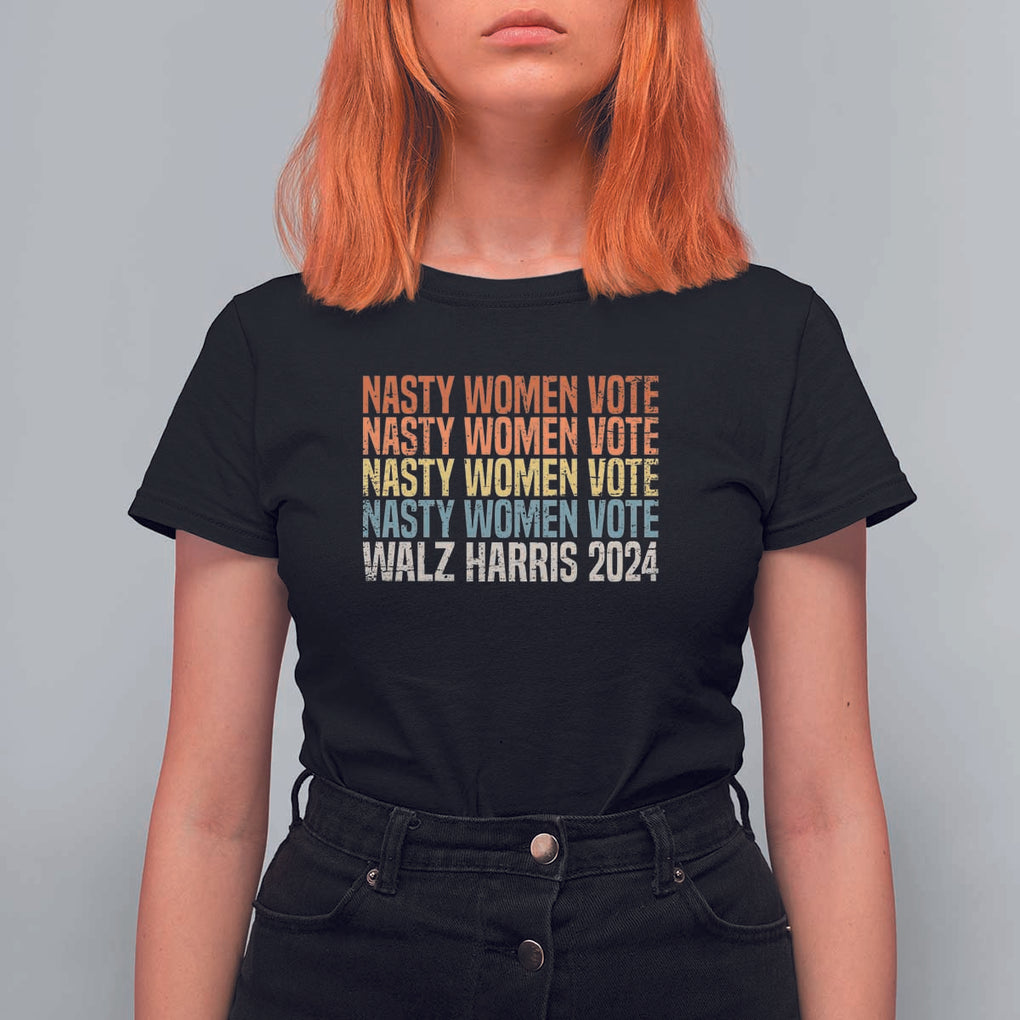 Nasty Women Vote Harris Walz 2024 T Shirt For Women Retro President Election Feminist Voting TS11 Black Print Your Wear