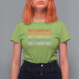 Nasty Women Vote Harris Walz 2024 T Shirt For Women Retro President Election Feminist Voting TS11 Lime Print Your Wear