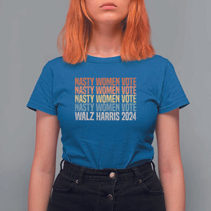 Nasty Women Vote Harris Walz 2024 T Shirt For Women Retro President Election Feminist Voting TS11 Royal Blue Print Your Wear