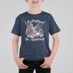 Harris Supporter 2024 T Shirt For Kid I Understand The Assignment USA Chucks Pearls TS11 Navy Print Your Wear