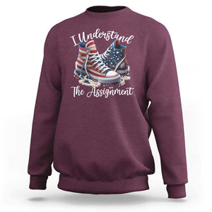 Harris Supporter 2024 Sweatshirt I Understand The Assignment USA Chucks Pearls TS11 Maroon Print Your Wear