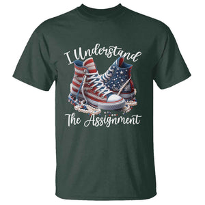 Harris Supporter 2024 T Shirt I Understand The Assignment USA Chucks Pearls TS11 Dark Forest Green Print Your Wear