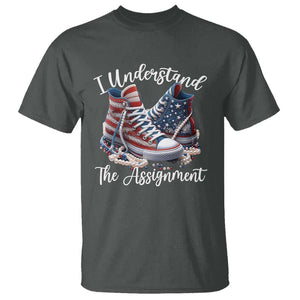 Harris Supporter 2024 T Shirt I Understand The Assignment USA Chucks Pearls TS11 Dark Heather Print Your Wear