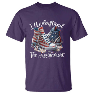 Harris Supporter 2024 T Shirt I Understand The Assignment USA Chucks Pearls TS11 Purple Print Your Wear