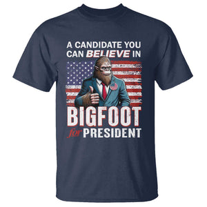 Funny Bigfoot For President T Shirt A Candidate You Can Believe In 2024 Sasquatch USA Flag TS11 Navy Print Your Wear