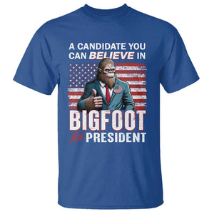 Funny Bigfoot For President T Shirt A Candidate You Can Believe In 2024 Sasquatch USA Flag TS11 Royal Blue Print Your Wear