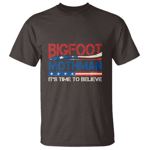 Funny Bigfoot Mothman T Shirt It's Time To Believe American Flag President Election TS11 Dark Chocolate Print Your Wear