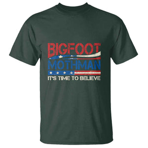 Funny Bigfoot Mothman T Shirt It's Time To Believe American Flag President Election TS11 Dark Forest Green Print Your Wear